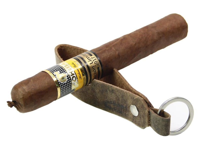 Adorini Cigar and pipe rest key ring leather brown via oldjohn-humidors