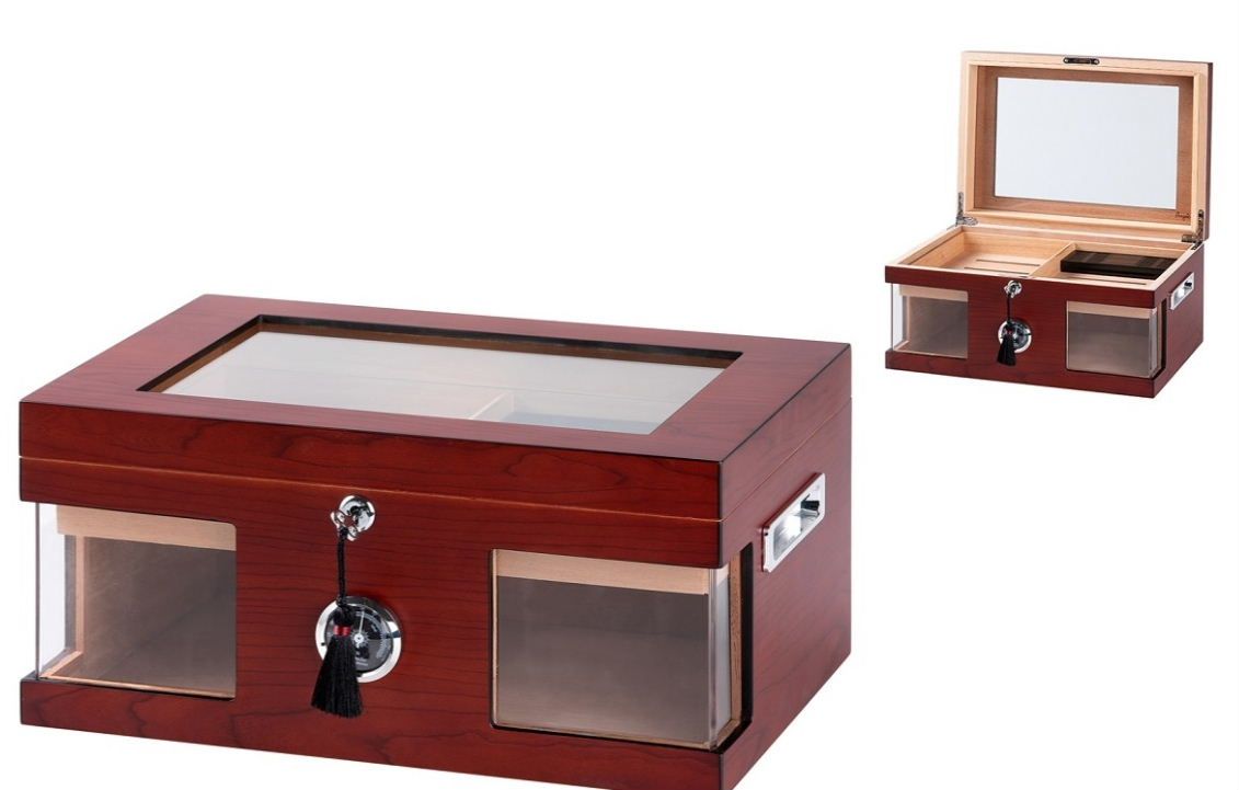 humidor wood wonderfull met glazen deksel 125 sigaren