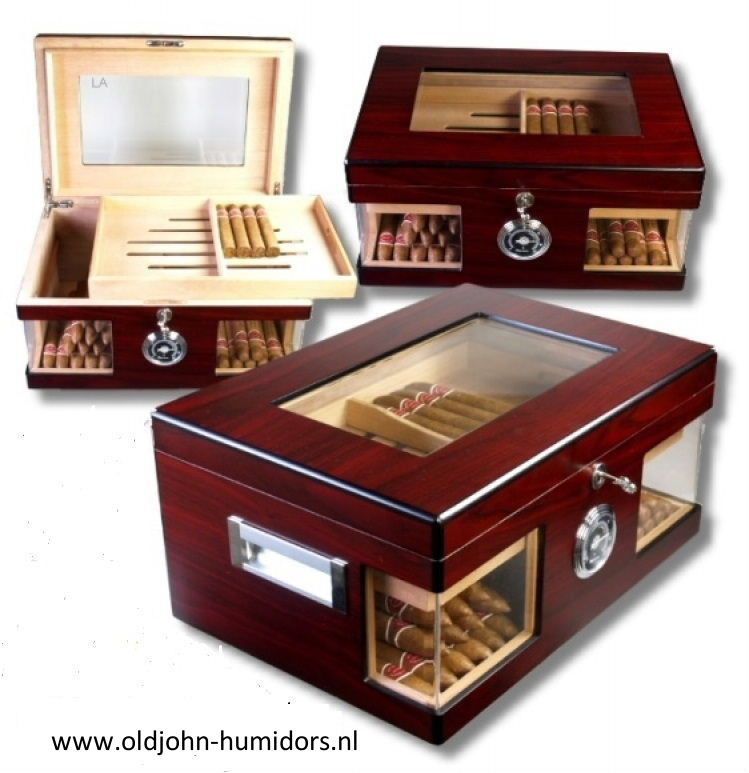 humidor wood wonderfull met glazen deksel 125 sigaren