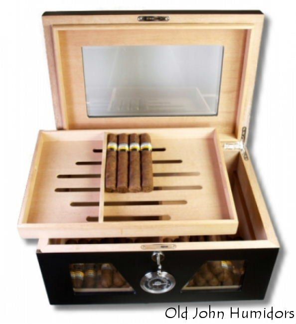 humidor wood wonderfull met glazen deksel 125 sigaren