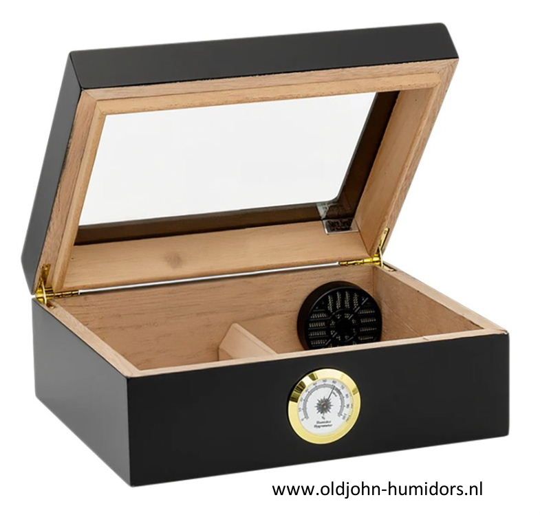 H123 Xikar Humidor Supreme - Capri Glasstop High Gloss - Black | Old John Humidors