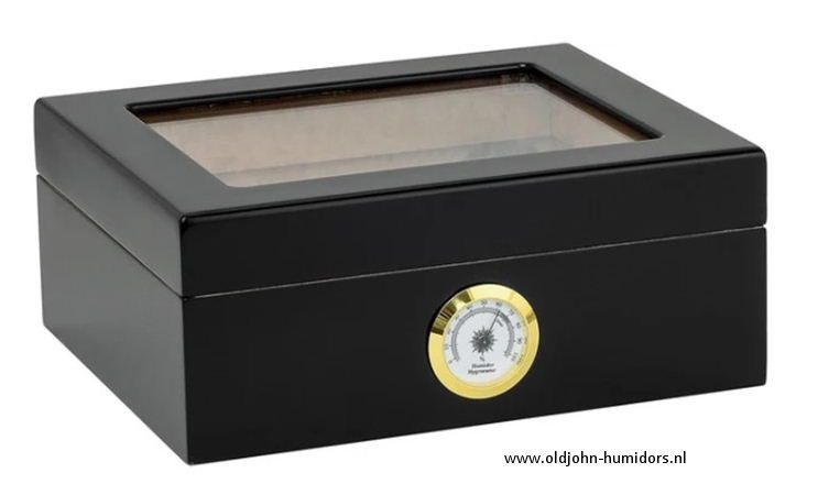 H123 Xikar Humidor Supreme - Capri Glasstop High Gloss - Black | Old John Humidors