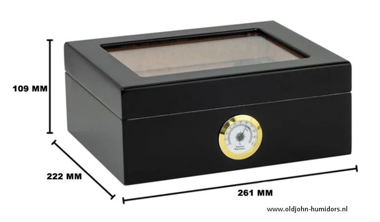 H123 Xikar Humidor Supreme - Capri Glasstop High Gloss - Black | Old John Humidors
