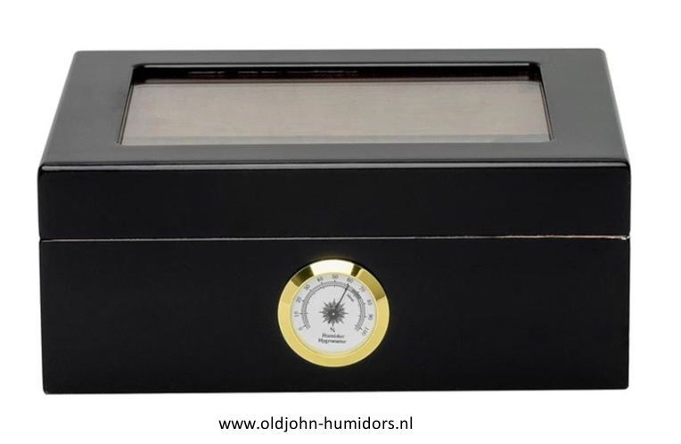 H123 Xikar Humidor Supreme - Capri Glasstop High Gloss - Black | Old John Humidors