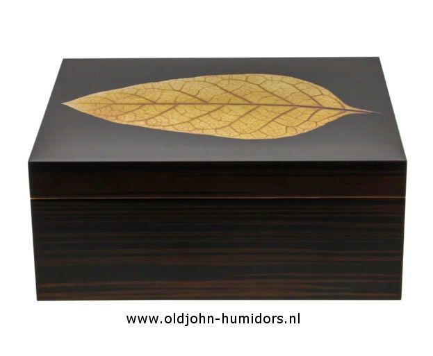 Humidor Adorini Verona Deluxe  Ebbenhout mat met tabaksblad
