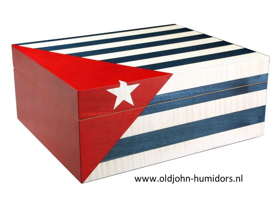 H160 Humidor Adorini Cuba te Amo Medium DeLuxe met Cubaanse vlag - verkoop via www.oldjohn-humidors.nl