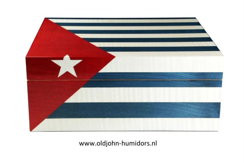H160 Humidor Adorini Cuba te Amo Medium DeLuxe met Cubaanse vlag - verkoop via www.oldjohn-humidors.nl