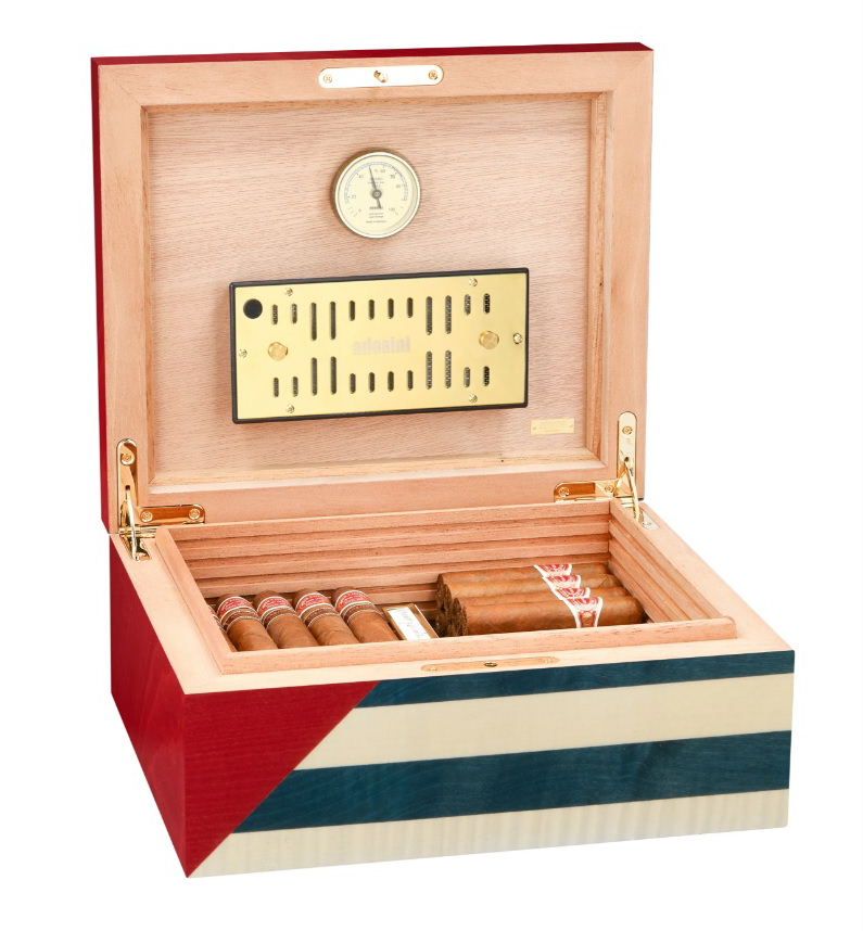 H160 Humidor Adorini Cuba te Amo Medium DeLuxe met Cubaanse vlag - verkoop via www.oldjohn-humidors.nl