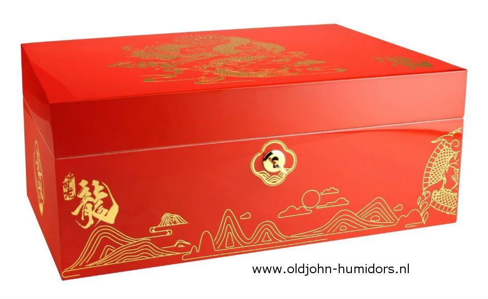 H166 Adorini Year Of The Dragon 
 Grande Deluxe Humidor  LIMITED EDITION capaciteit: 150 sigaren Verkoop via www.oldjohn-humidors.nl
