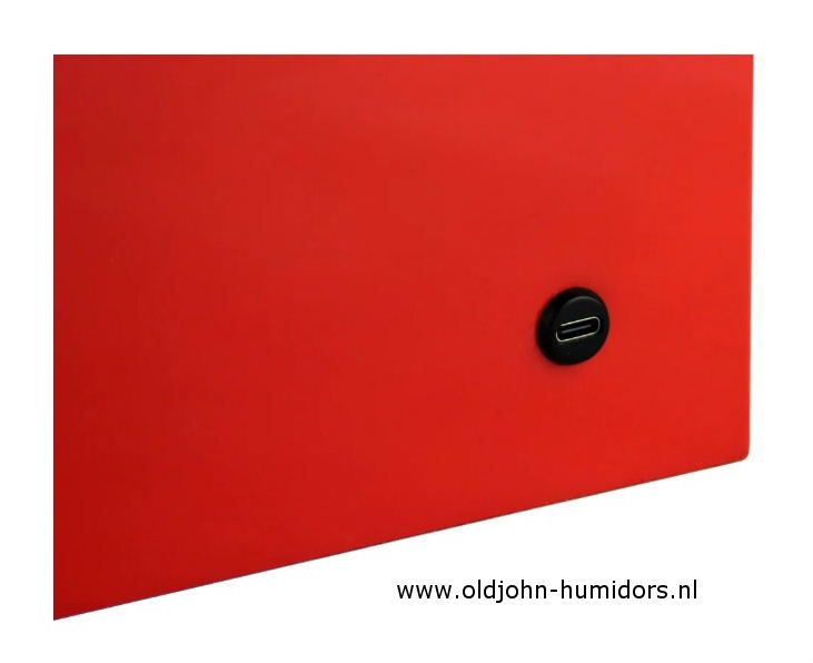 H166  Adorini Year Of The Dragon Grande Deluxe Humidor Hoogglans rood met gouden decoratie. verkoop via www.oldjohn-humidprs.nl