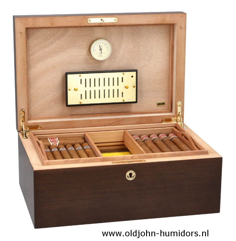 Humidor Adorini  Matera Grande DeLuxe  generfde walnoot fineer