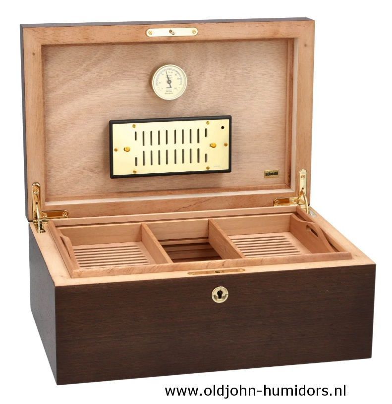 Humidor Adorini  Matera Grande DeLuxe  generfde walnoot fineer