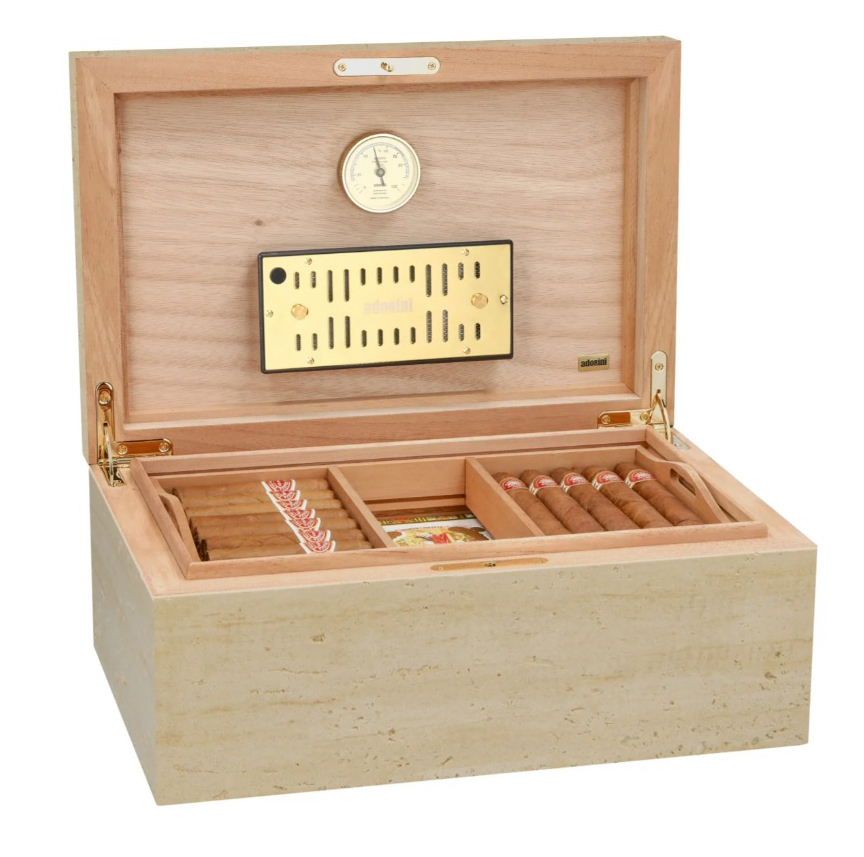 H180 Humidor Adorini CONCRETE Grande DeLuxe - van  beton- 150 sigaren - verkoop via www.oldjohn-humidors.nl