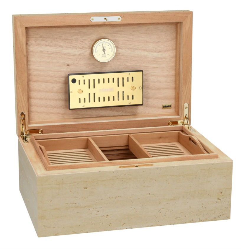 H180 Humidor Adorini CONCRETE Grande DeLuxe - van  beton- 150 sigaren - verkoop via www.oldjohn-humidors.nl