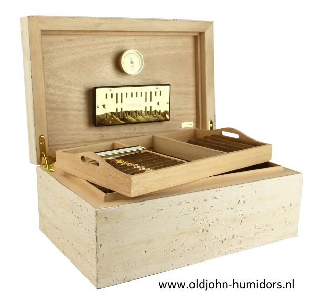 H180 Humidor Adorini CONCRETE Grande DeLuxe - van  beton- 150 sigaren - verkoop via www.oldjohn-humidors.nl