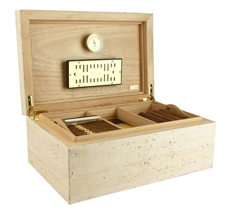 H180 Humidor Adorini CONCRETE Grande DeLuxe - van  beton- 150 sigaren - verkoop via www.oldjohn-humidors.nl