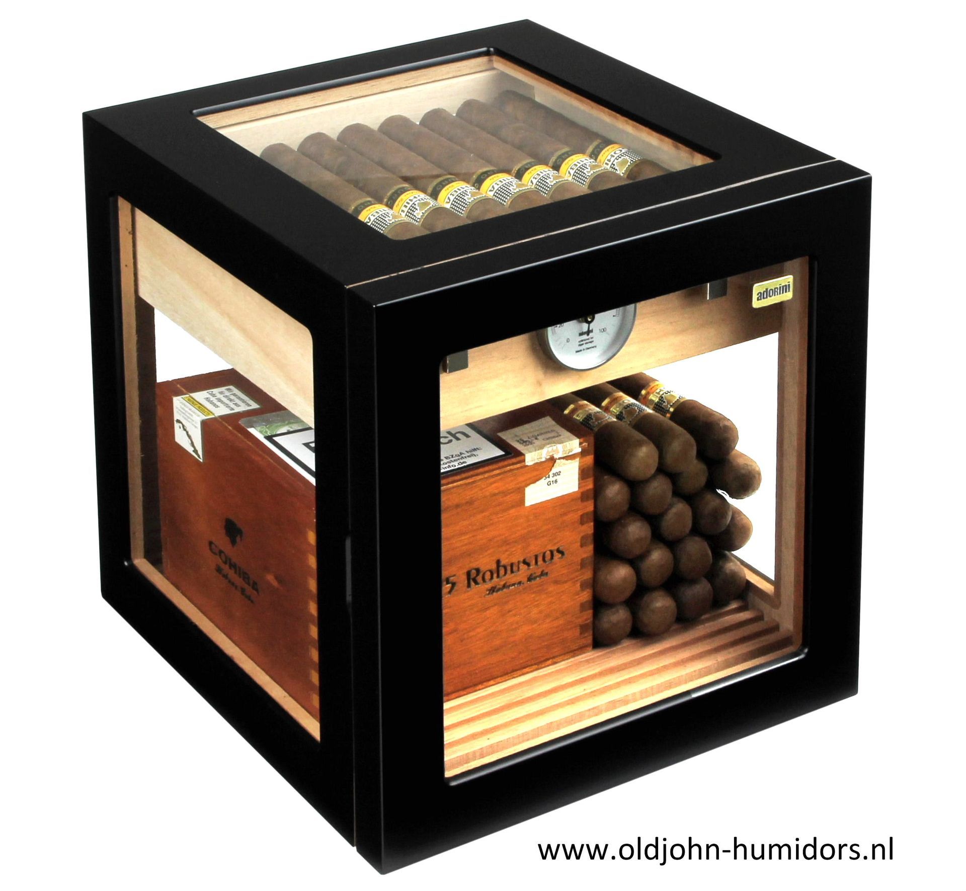 Humidor Kabinet Adorini Cube DeLuxe Meervoudige zwarte lak