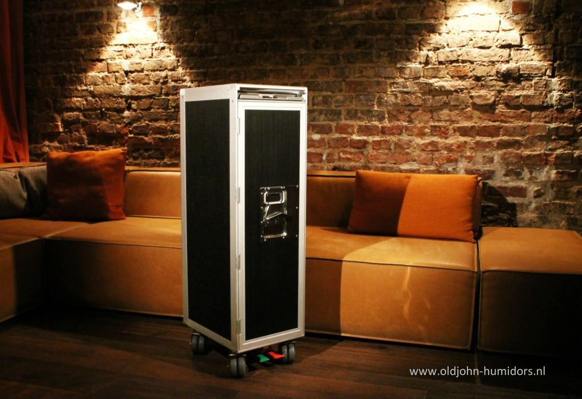 H206 Adorini Trolley Cabinet Humidor Black Old John Humidors