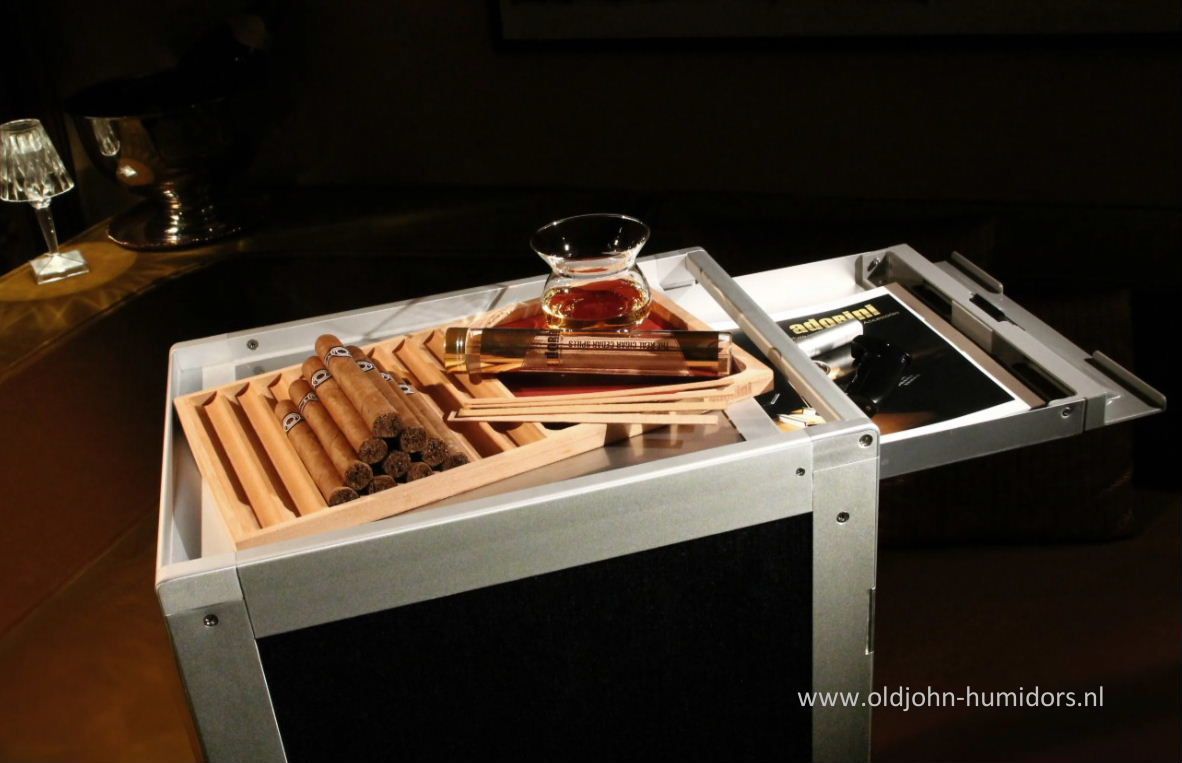 H206 Adorini Trolley Cabinet Humidor Black Old John Humidors