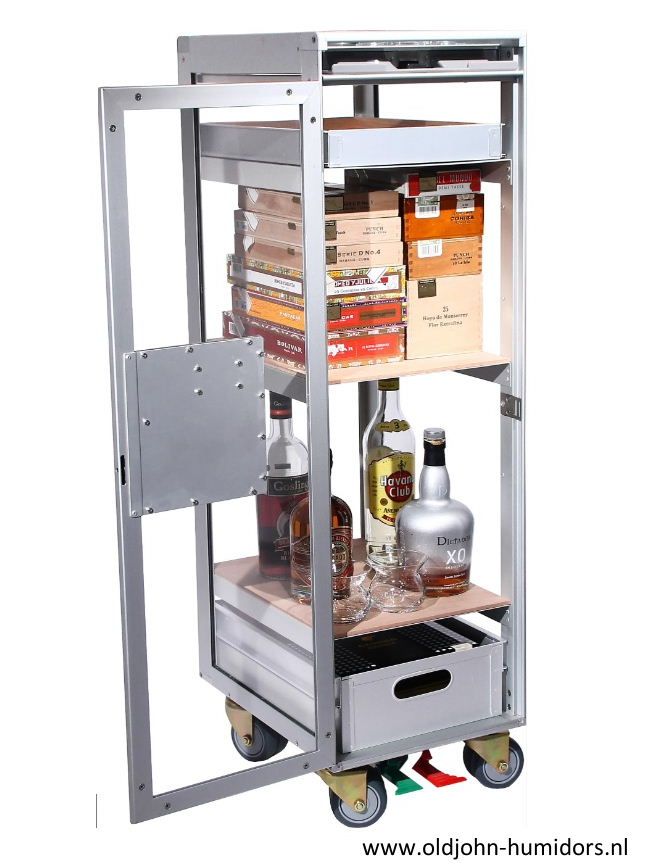 H207 Adorini Trolley Cabinet Humidor Acrylic OldJohn Humidor