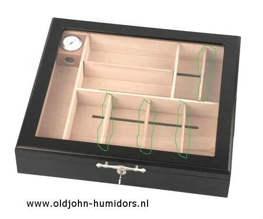 humidor gastronomie zwart- glazen deksel- slot 100 sigaren - via oldjohn-humidors.nl