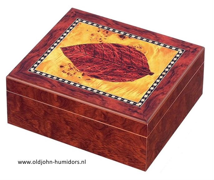 humidor Sigarenblad - Tabaco leaf - intarsia - voor ca 50 sigaren - Old John Humidors