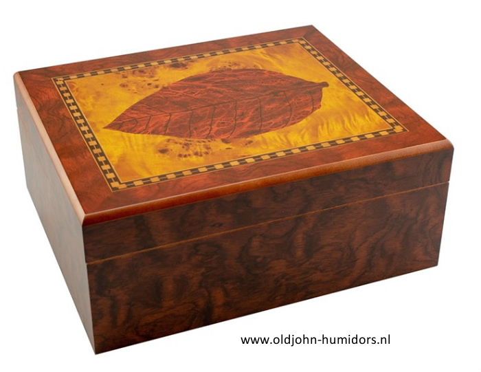 humidor Sigarenblad - Tabaco leaf - intarsia - voor ca 50 sigaren - Old John Humidors