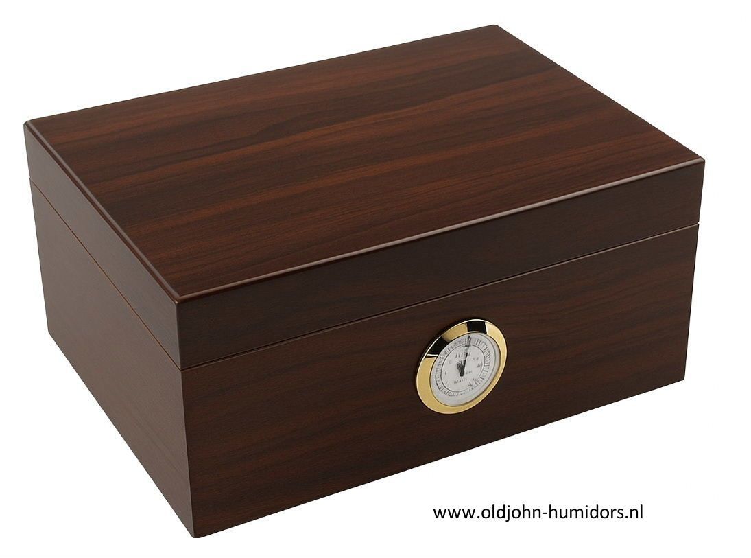 H49 Humidor Walnut Premium humidor voor 50 sigaren via Old John Humidors