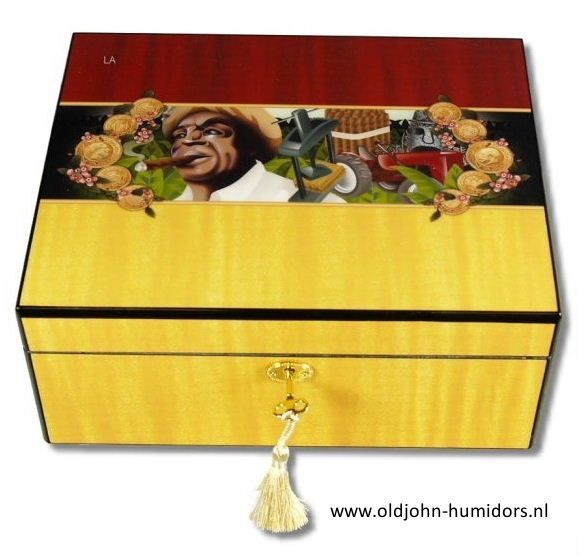 humidor CIGAR MAN hoogglans en slot 70 sigaren