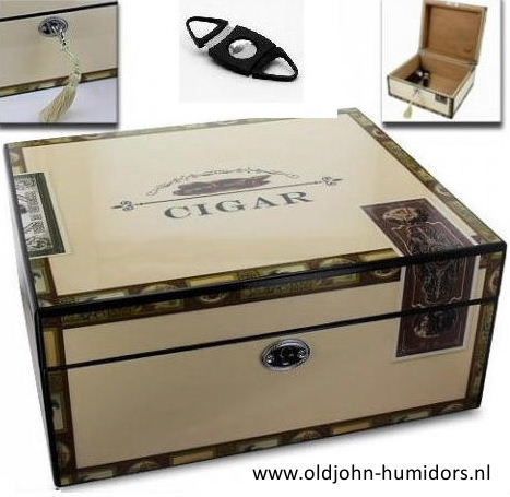 humidor cuban box pianolak met slot 60 sigaren