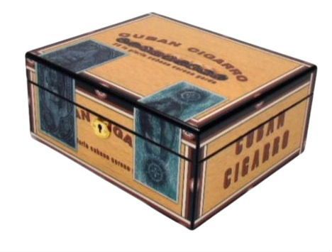 humidor CUBAN CIGAR MAN Dark High Polish en slot 60 sigaren