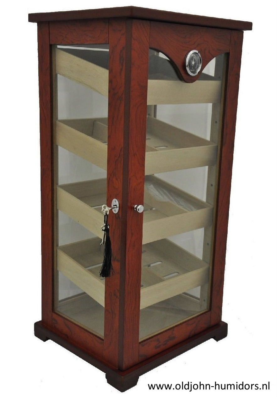 humidor kabinet vitrine royaal walnoot met 4 laden en slot groot 300 sigaren