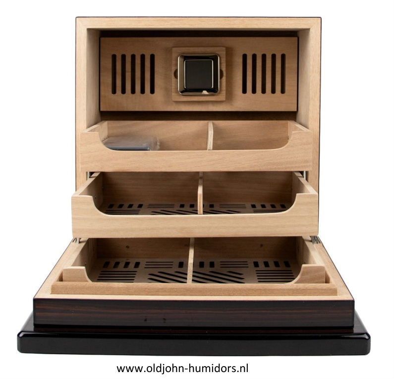 HUMIDOR KABINET EBONY FINISH HI GLOSS 75 SIGAREN art nr H88 Old John humidors