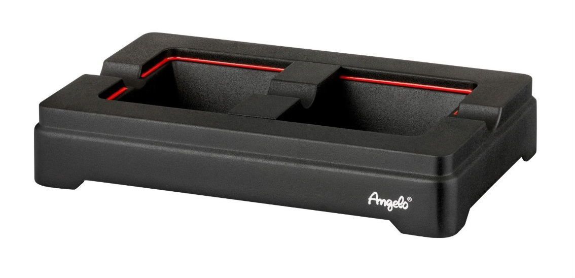 SAB03 Angelo Aluminium merk sigaarasbak voor 2 sigaren. Zwart gelakt met rood. Verkoop via Old John Humidors