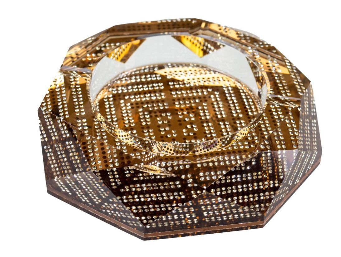 SAB06   Diamonds Asbak Gold 18 cm - 4 leggers -  verkoop via oldjohn-humidors.nl