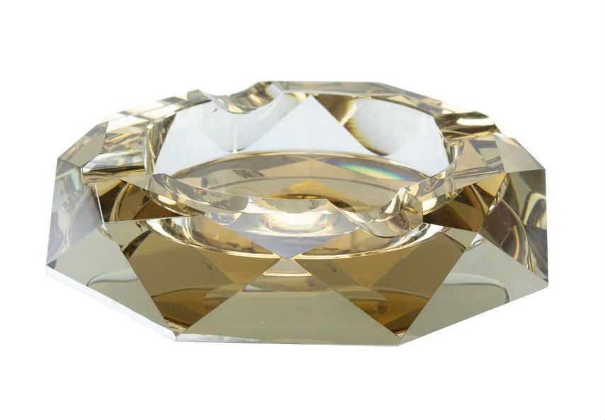 SAB15  Sigarenasbak rond  glas  Goud
 4 leggers Diameter 18 cm !! Old John Humidors