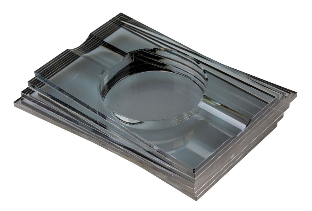 SAB05  Sigarenasbak - Crystal Icon Grey - 20cmm -  2 leggers - verkoop via oldjohn-humidors.nl
