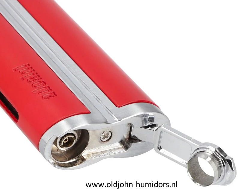 Adorini Curve Jetflame Sigaaraansteker red satin silver met sigarenboor SAS28