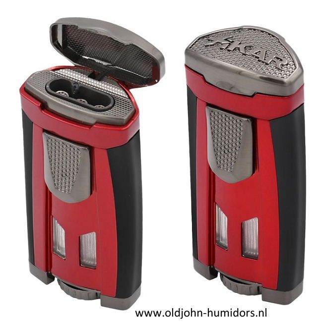 XIKAR HP3 Triple Jetflame sigarenaansteker - Daytona Red - windbestendig en navulbaar- Art nr SAS53