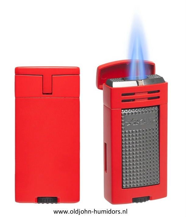 XIKAR Ion Double Jetflame sigarenaansteker in rood met dubbele jetvlam, compact en stijlvol design- Art nr SAS55