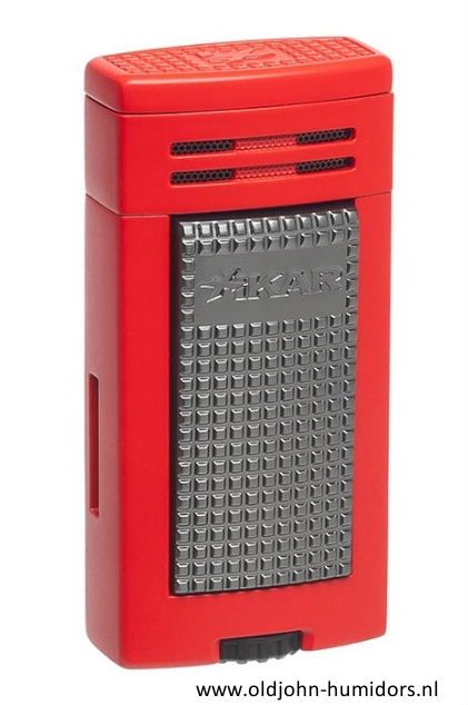 XIKAR Ion Double Jetflame sigarenaansteker in rood met dubbele jetvlam, compact en stijlvol design- Art nr SAS55