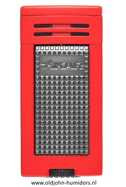XIKAR Ion Double Jetflame sigarenaansteker in rood met dubbele jetvlam, compact en stijlvol design- Art nr SAS55