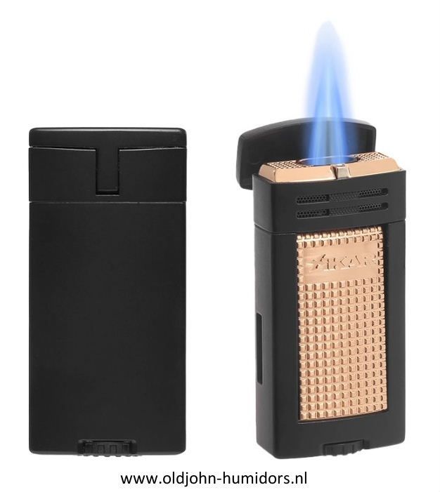 XIKAR Ion Double Jetflame sigarenaansteker in black and rose met dubbele jetvlam, compact en stijlvol design- Art nr SAS57