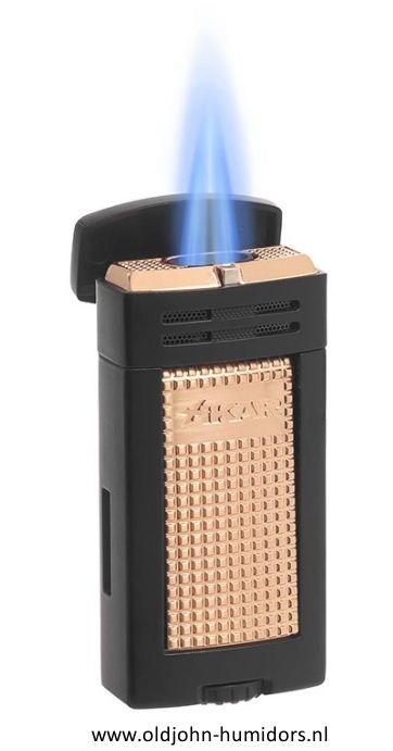 XIKAR Ion Double Jetflame sigarenaansteker in black and rose met dubbele jetvlam, compact en stijlvol design- Art nr SAS57