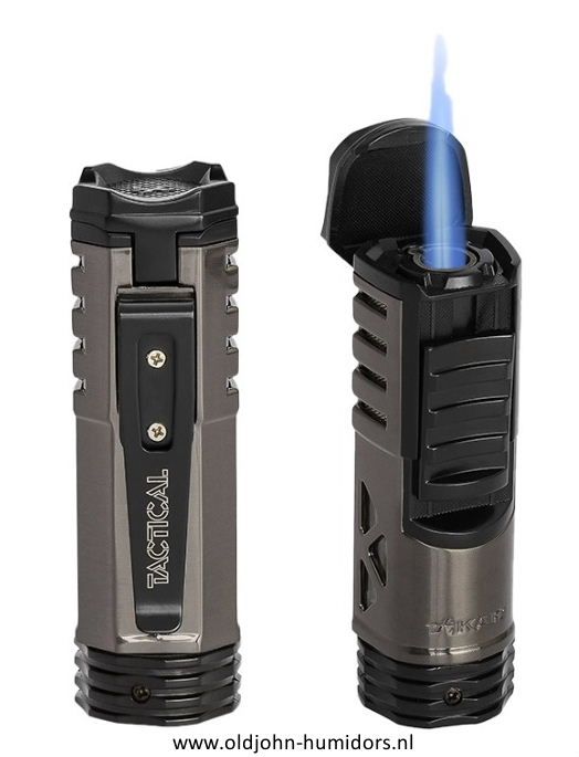 XIKAR Tactical Single Jetflame sigarenaansteker in  Gunmetal-Black compact en stijlvol design- Art nr SAS63