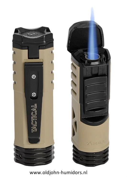 XIKAR Tactical Single Jetflame sigarenaansteker in Flat Dark Earth compact en stijlvol design- Art nr SAS64
