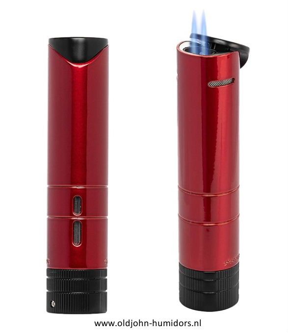 XIKAR Turrim Double JetFlame - sigarenaansteker in  Daytona Red  compact en stijlvol design- Art nr SAS66