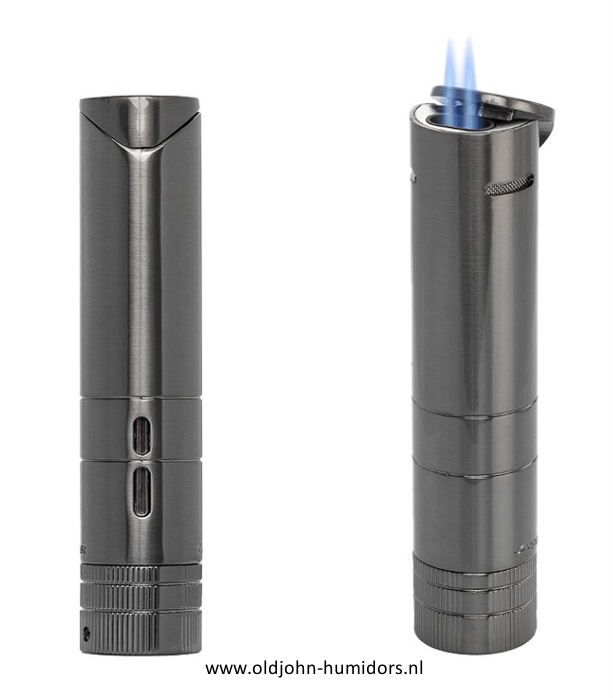 XIKAR Turrim Double JetFlame - sigarenaansteker in Gunmetal compact en stijlvol design- Art nr SAS67