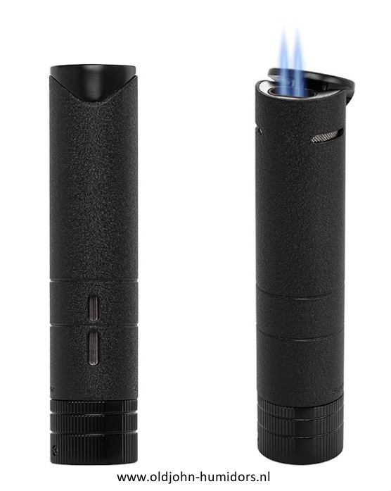 XIKAR Turrim Double JetFlame - sigarenaansteker in Black compact en stijlvol design- Art nr SAS68