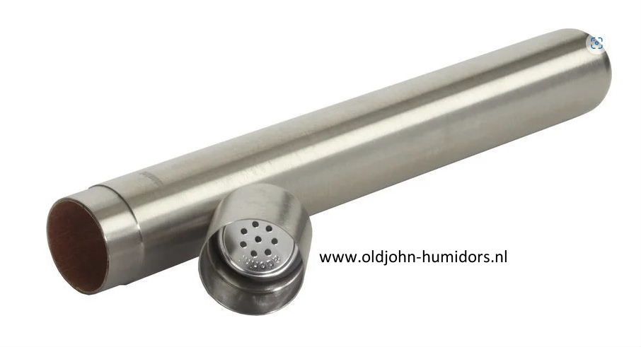 Adorini sigarenkoker met bevochtiger metaal cederhout voering  2 sigaren oldjohn-humidiors.nl